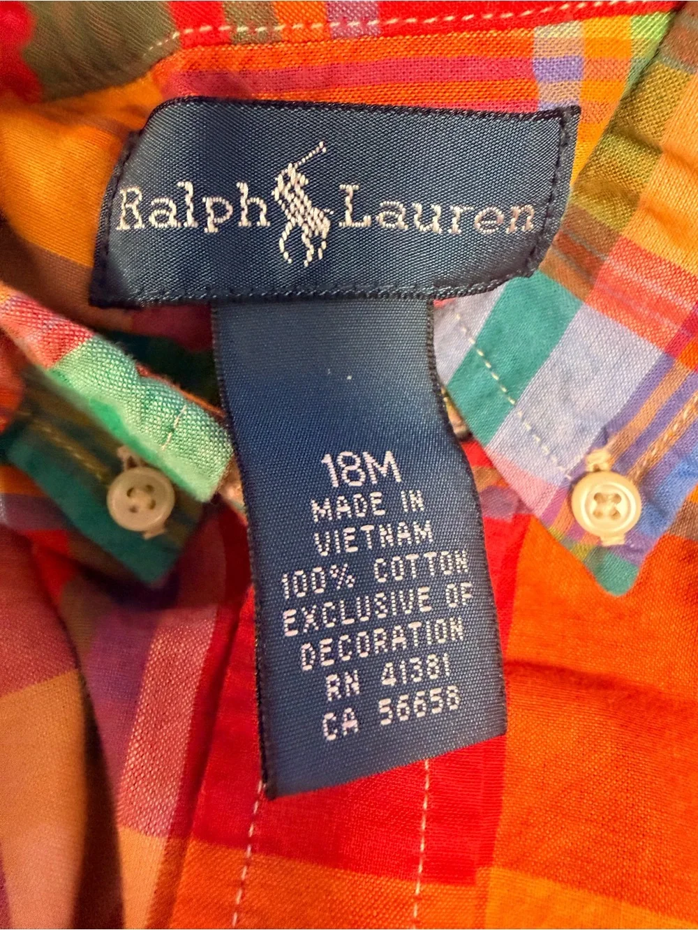 Ralph Lauren Baby Boys 18M Madras Plaid Button Down Shirts Lot of 2